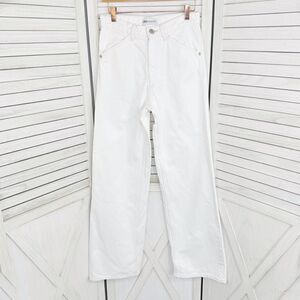 Zara Super Wide Leg High Rise Jeans White Size 0 Relaxed Long Baggy